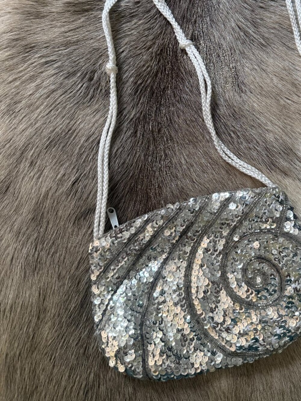 Silver Sequined Vintage Evening Bag